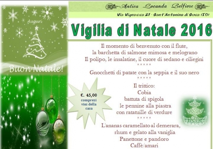 Vigilia di Natale 2016 - Antica Locanda Belfiore