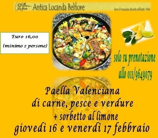 Paella Valenciana - 16 e 17 febbraio 2017 - Antica Locanda Belfiore