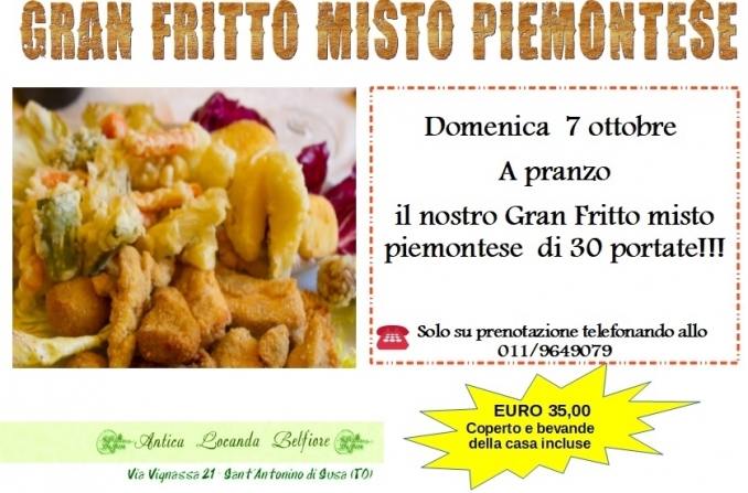 07.10.2018: ritorna il Gran Fritto misto piemontese - Antica Locanda Belfiore